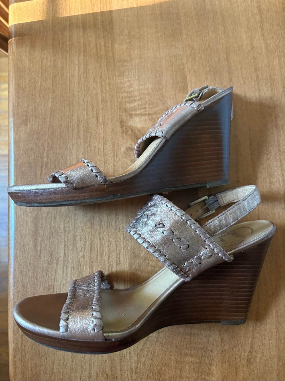 Jack Rogers Bronze Metallic Wedge Sandals